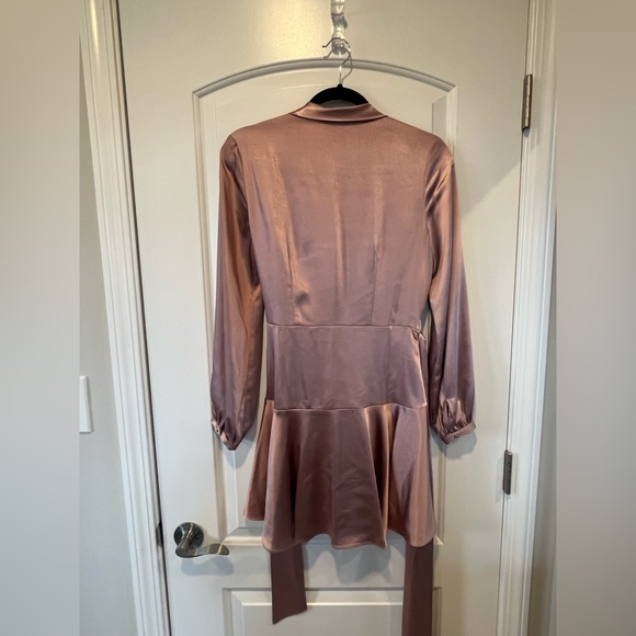 Lucy Paris - Adonia Satin Long Sleeve Mini Wrap Dress - Dusty Rose - XS - NWOT - Picture 6 of 16